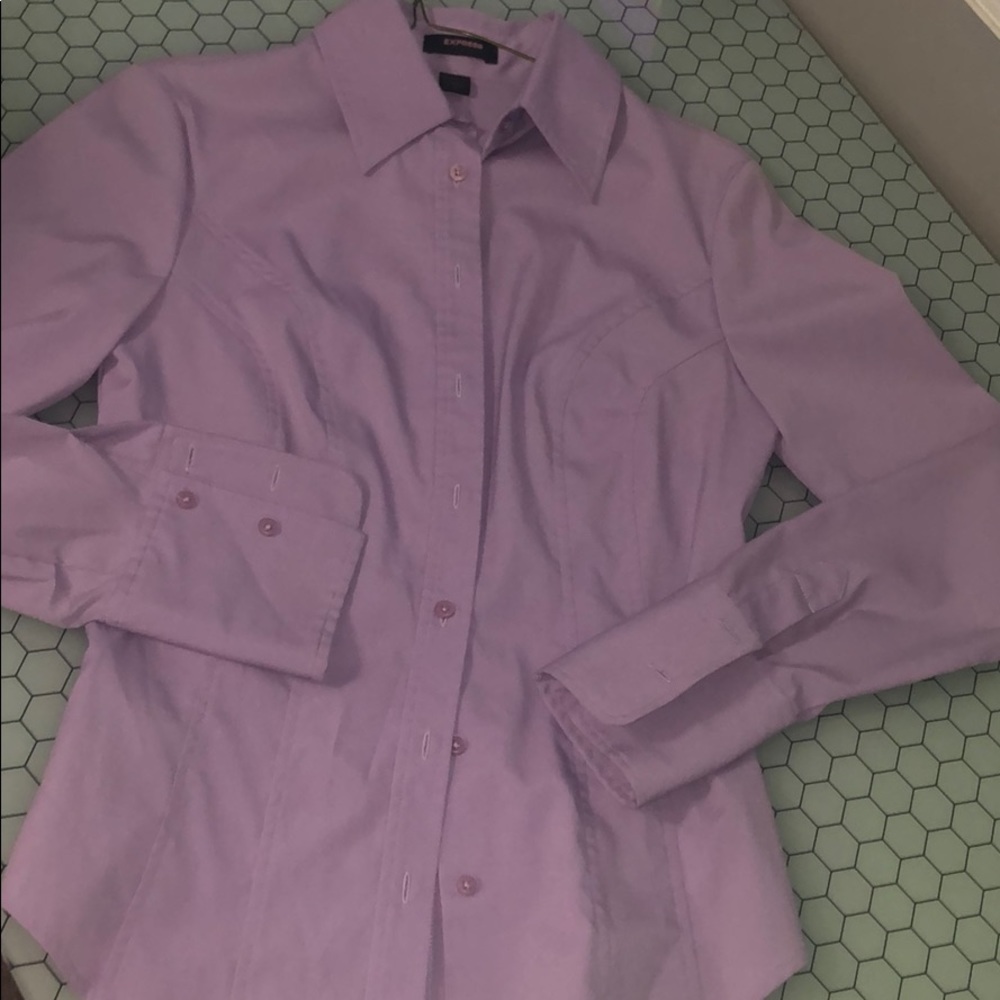 Lavender fitted Express Button Down